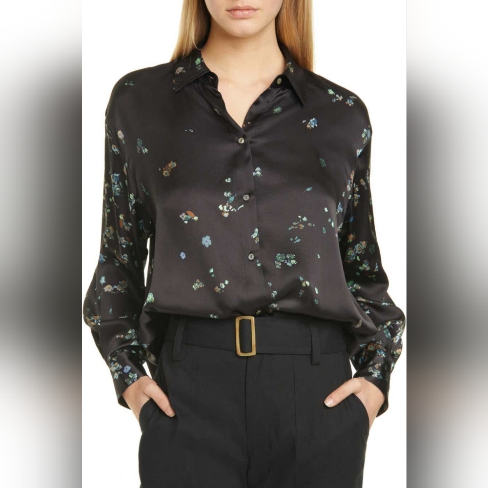 Vince Floral Silk Blouse